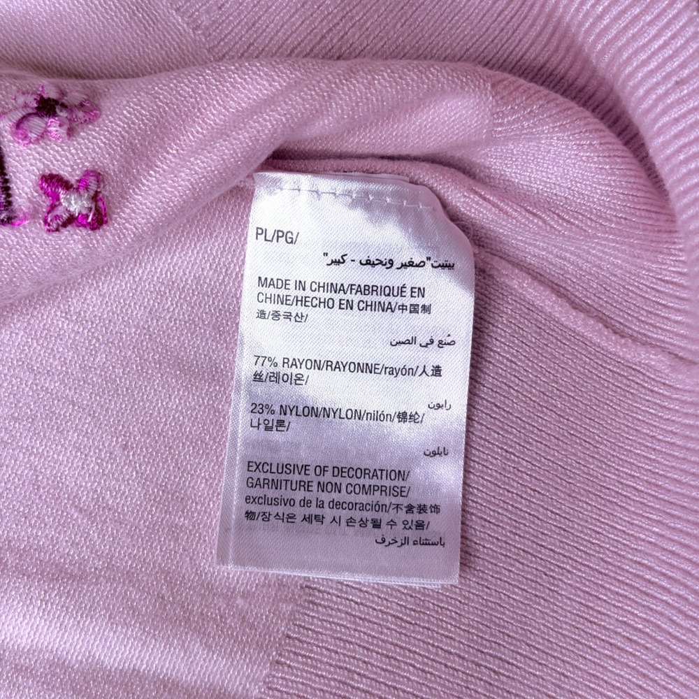 Charter Club Cardigan Womens PL Pink Floral Embroidered Button Front Sweater - Picture 7 of 8